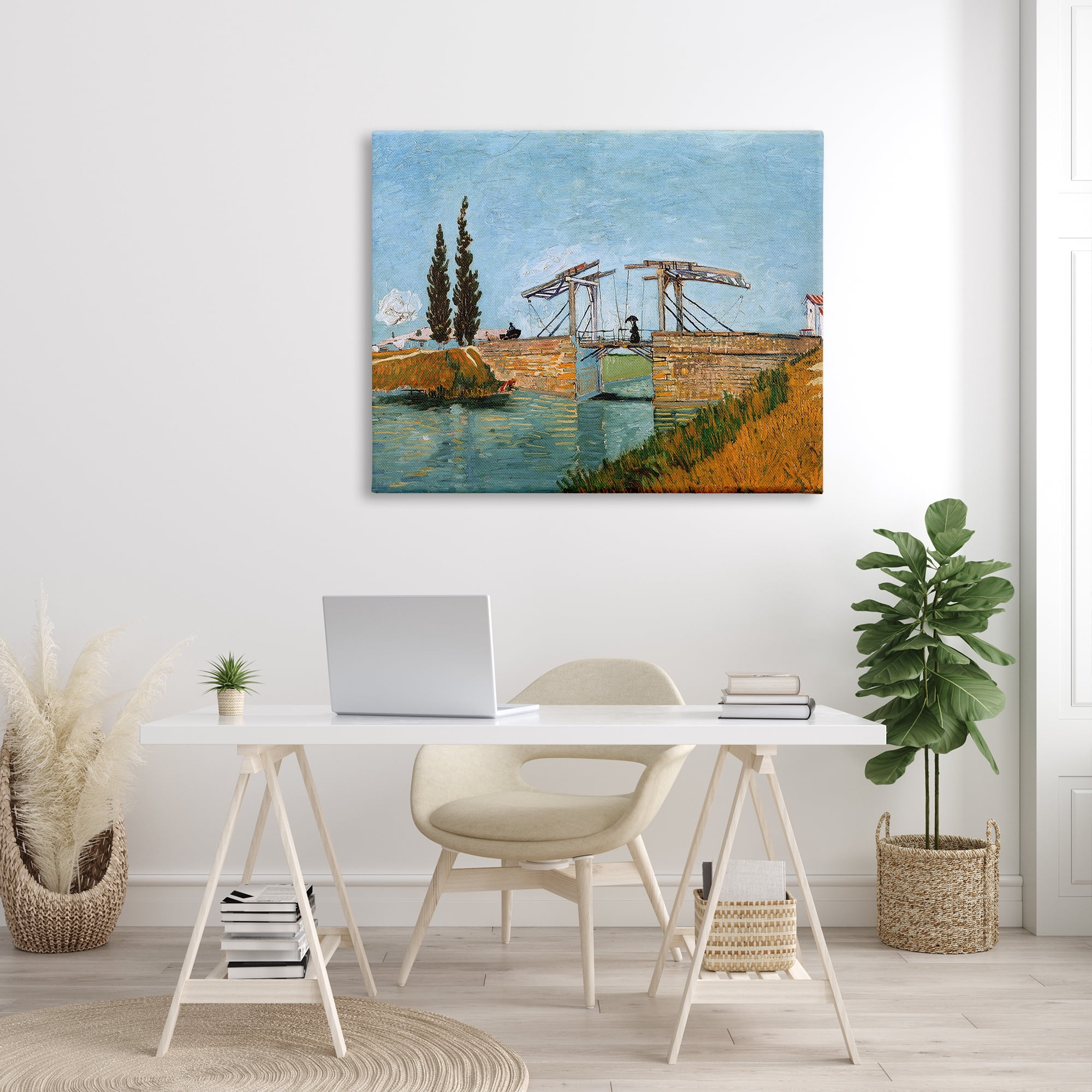 Stupell Industries Brug bij Langlois Vincent van Gogh Classic Bridge Painting Painting Gallery Wrapped Canvas Print Wall Art, Design by one1000paintings