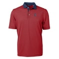 thumbnail image 2 of Men's Cutter & Buck Red/Navy Cleveland Guardians Virtue Eco Pique Micro Stripe Recycled Polo, 2 of 3