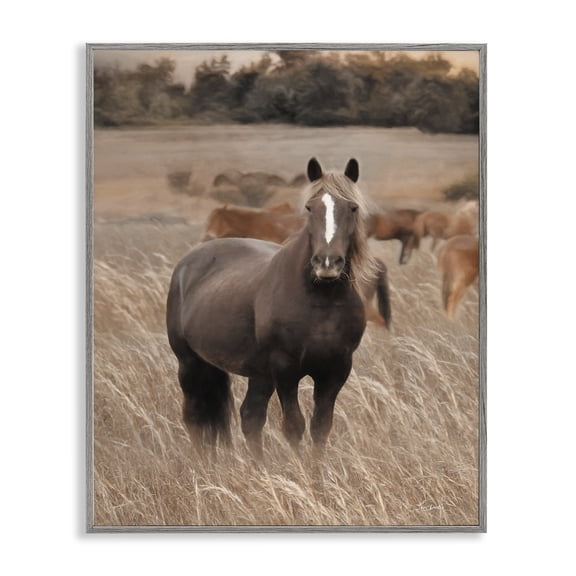 Stupell Industries Rustic Lodge Hazy Day Horse Gray Framed Giclee Art, 11 x 14, by Lori Deiter