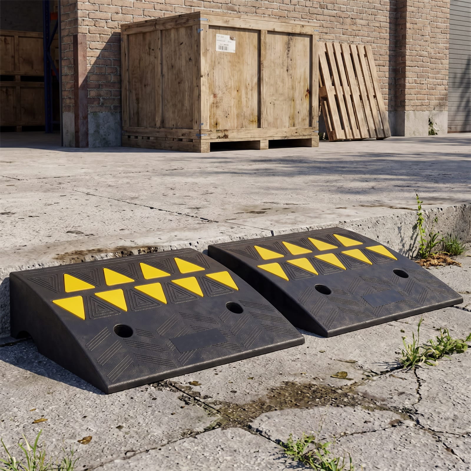 Biotree Driveway Threshold Ramps with 5 Inch Rise for Medium Trucks, 2 Pcs, Black