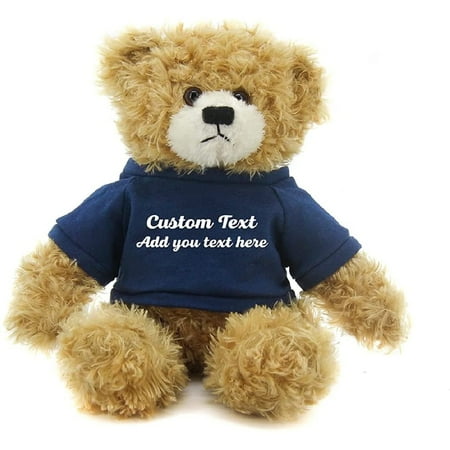 Made By Alien’s Realistic Stuffed Animals Soft Plush Toy- 12 Inch Personalized Gift for Birthday, Valentine’s day (Beige Teddy Bear Navy Blue Shirt)