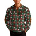 thumbnail image 5 of Wutalume Men's Leisure Christmas Print Zip Up Sweatshirt, Stand Collar Pullover Tops with Long Sleeve, Casual Design for Holiday and Everyday Outdoor Wear,Army Green L, 5 of 7