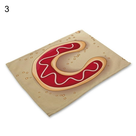 

JFY Burrs-free Place Mat Fine Stitching Linen Comfortable Touch Striped Table Mat Household Supplies
