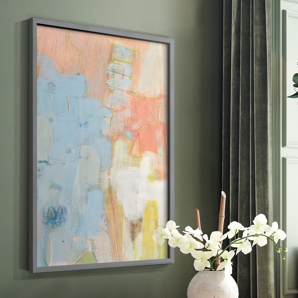 Cully I Framed Print in Gray Solid Wood Framed Print No Nail Hanging