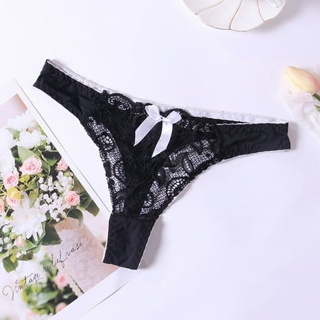 

Tangnade Plus Size Lingerie For Women Fashion New Hot Panties For Women Lace Through Hollow Out Cotton Low Waist Lace Thong