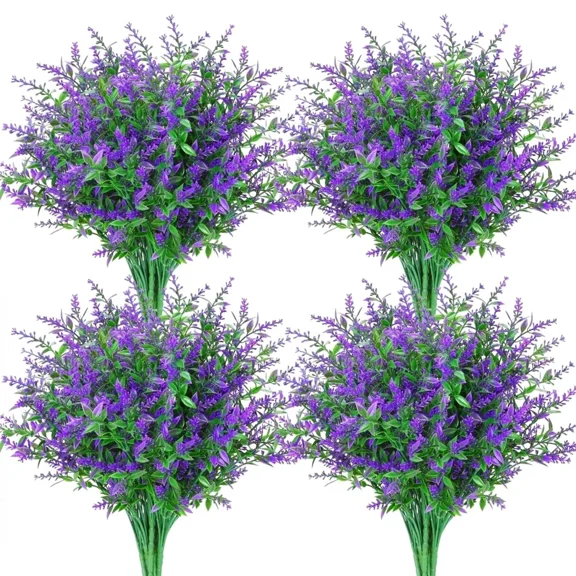 PURELY- 10X Artificial Lavender Flower Fake Fern Plants Outdoor Home Yard Garden Decor