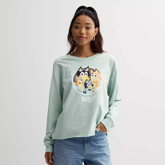 Women Juniors' Bluey Family Circle Long Sleeve Skimmer Graphic Tee
