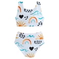 thumbnail image 3 of FINALGANG Girls 2 Piece Bikini Set Kids Art Print Sleeveless Tie Front V Neck Top With High Waist Stretch Swim Briefs For Beach Pool Summer Wear Blue 12-18 Months, 3 of 8