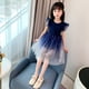 thumbnail image 2 of Vestido de verano para niñas, estilo cielo estrellado, degradado, manga corta, vestido de princesa, vestido de velo de ponte, falda para niñas, 2 of 5