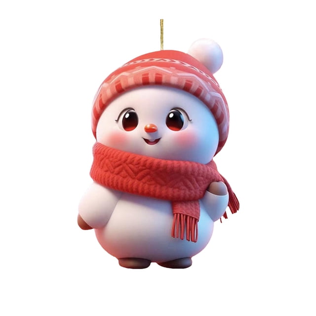 Christmas Decorations for Tree,Car Christmas Decorations Christmas Valentines Day 2D Flat Acrylic Car Rearview Mirror Decoration Cute Snowman Backpack Pendant