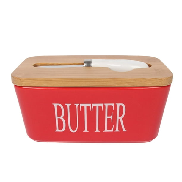 Butter Dish with Lid Covered Ceramic Butter Stick Holder for Countertop
