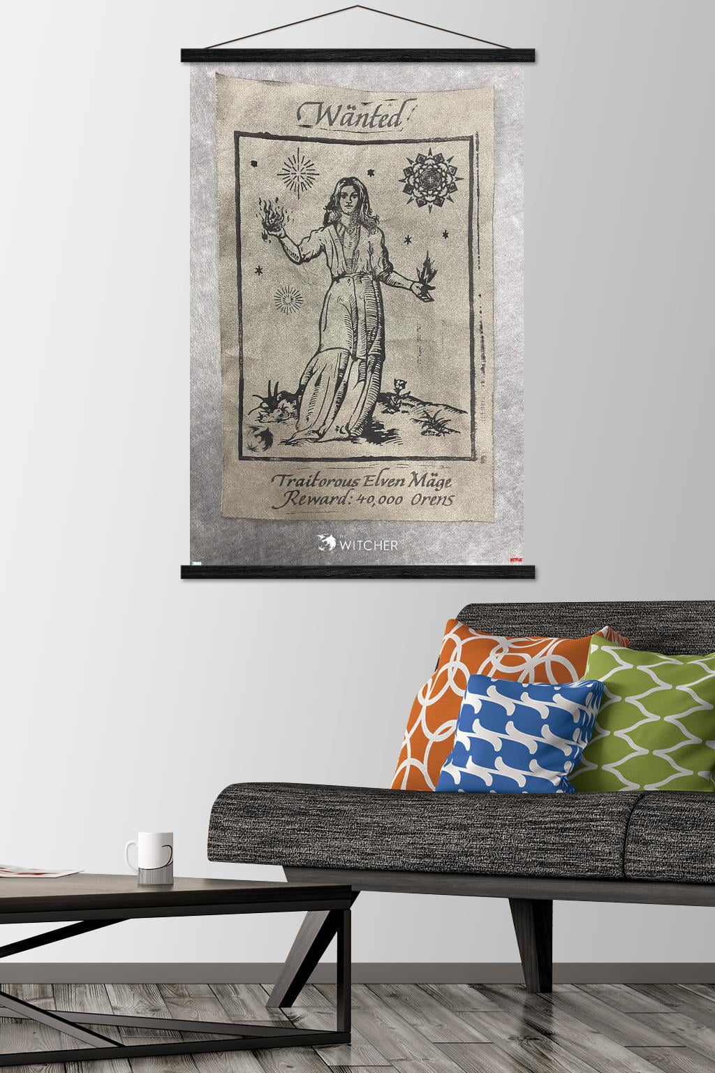Netflix The Witcher Season 2 - Wanted Elven Mage Wall Poster with Wooden Magnetic Frame, 22.375" x 34"