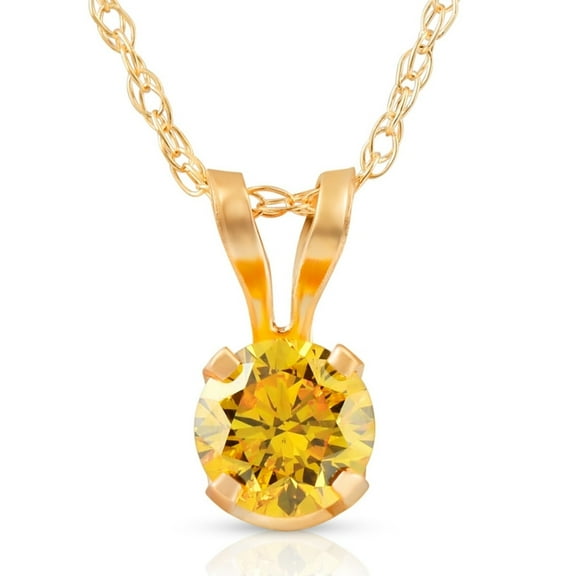 Pompeii 1/4Ct Fancy Canary Yellow Diamond Lab Grown Pendant 14k Yellow Gold Necklace