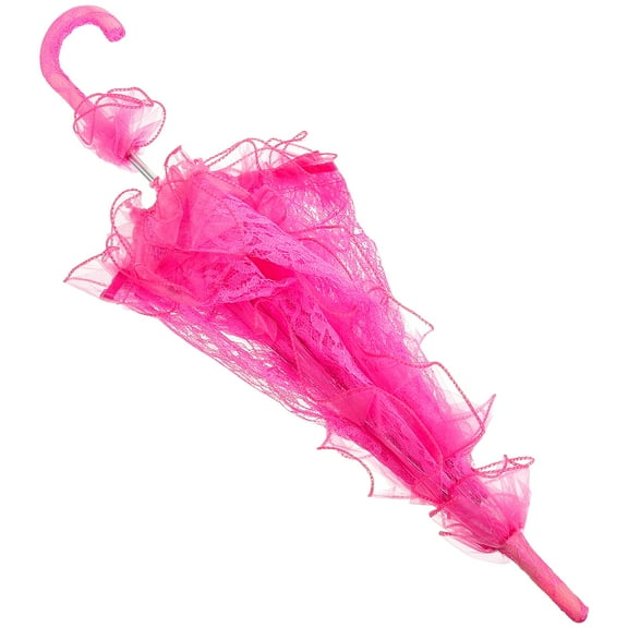 SOPOTUTU Lace Wedding Umbrella Rosy Bridal Decorative Parasol for Outdoor Wedding Photography and Events