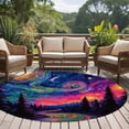 Abstract Starry Sky 7FT Round Area Rugs for Living Room Path Forest ...