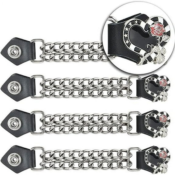 Dream Apparel Motorcycle Vest Extenders for Women Biker Double Diamond Cut Chrome Chain 4PCS