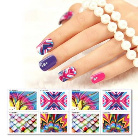 BMC 8pc Assorted Design DIY Gel Nail Polish Art Sticker Stamps - Bursts Set