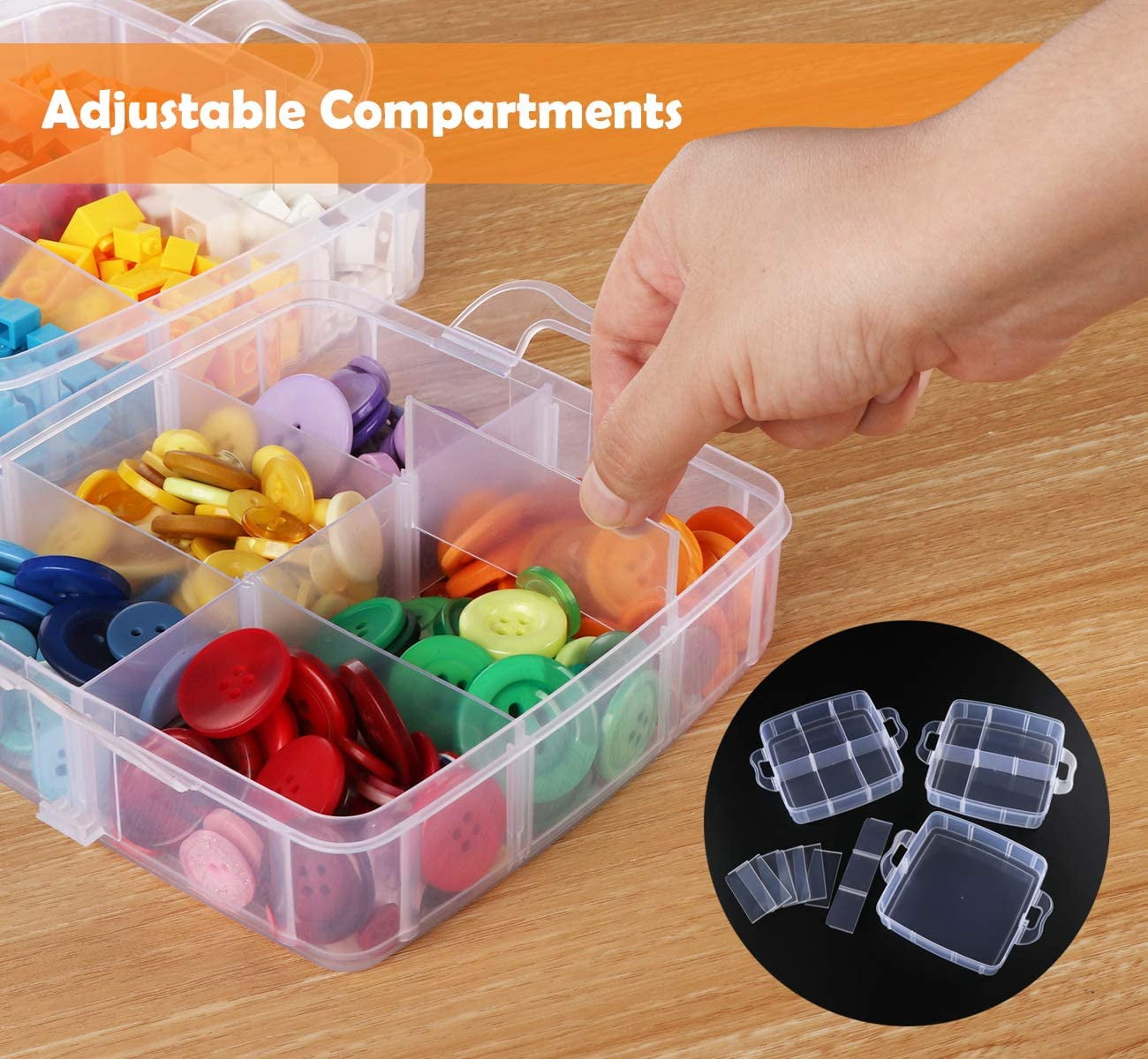 3-tier Adjustable Stackable Organiser Plastic Jewellery Craft