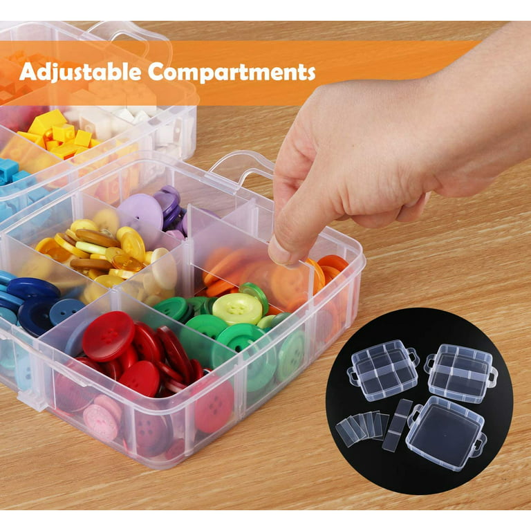 3-Tier Transparent Adjustable Stackable Compartment Slot Plastic Storage  Box with 18 Adjustable Compartments, Snap-Lock Clear Container Box for  Storing Toy Jewelry Accessory,Small Storage Container 