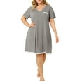 thumbnail image 2 of MODA NOVA Juniors Plus Size Nightgown Polka Dots V Neck Comfy Midi Sleepshirt, 2 of 6