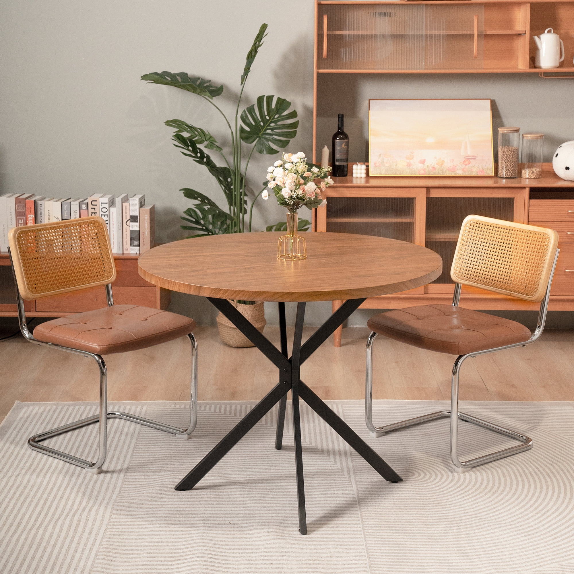 Cvortll Round Dining Table for 4 People, 39 inch Modern Round Dining Table with Metal Legs, Kitchen Dinner Table for Living Room, Dining Room