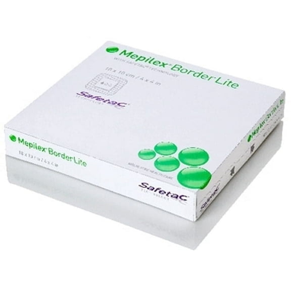Mepilex Mepilex Border Lite Foam Dressing Adhesive Bandage Box Set with 10 Foam Dressings, White, 1.6 x 2 Inch Square, 10 Count, 10 Pack