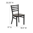 thumbnail image 2 of HERCULES Series Black Ladder Back Metal Restaurant Chair - Walnut Wood Seat, 2 of 9