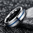thumbnail image 2 of 8mm Men's Sliver Grooved Tungsten Carbide Ring Polished Beveled Edge Wedding Band Size 6 to 14, 2 of 3