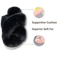 thumbnail image 3 of Zapatillas de piel para mujer, chanclas con puntera abierta, acogedora casa, sandalias de espuma viscoelástica, suaves, planas, cómodas, antideslizantes, spa, interiores y exteriores, 3 of 6