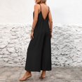 thumbnail image 5 of JULMCOMO Jumpsuits for Women Scoop Neck Adjustable Spaghetti Strap Loose Fit Summer Romper Low Back Sleeveless Wide Leg Flowy Jumpsuits Black XL, 5 of 7