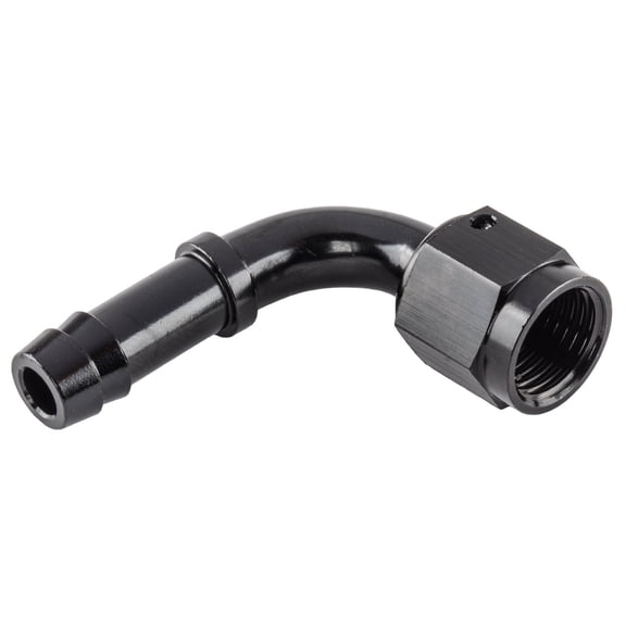 JEGS AN to 90-Degree Hose Barb Adapter Fitting [-6 AN Female to 5/16 in. I.D. Hose, Black]