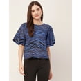 thumbnail image 3 of Moomaya Printed Tops For Women, Lace Flutter Sleeve Viscose Casual Top, 3 of 9