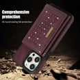 thumbnail image 2 of Allytech RFID Blocking Wallet Case for iPhone 14 Pro 6.1" 5G 2022, Bling PU Leather Flip Folio Stand Card Slots Magnetic Snap Detachable Shoulder Strap Case for iPhone 14 Pro, Winered, 2 of 11