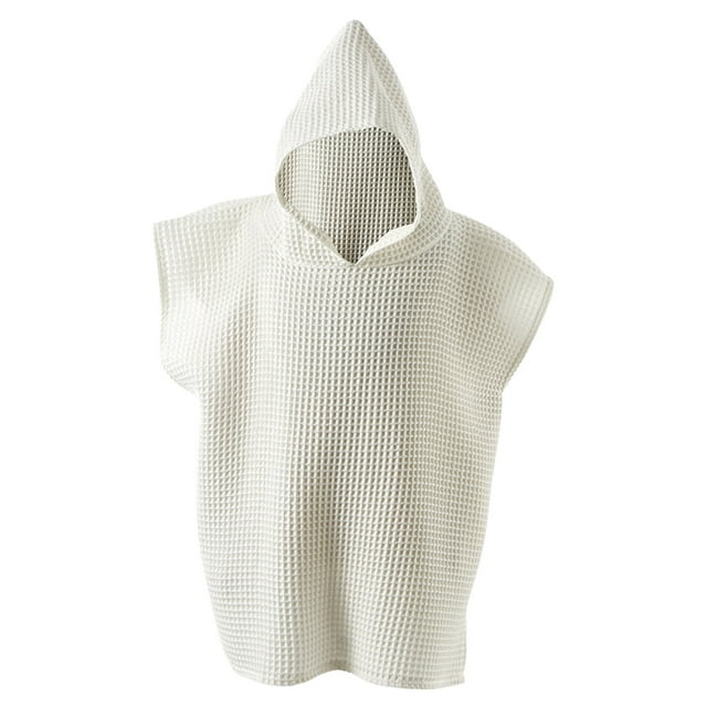 Wo-Fusoul Adult Beach Bathrobe, Sleeveless Hooded Absorbent Robe, Quick Dry Lightweight for Pool and Swim, Comfortable Wear for Vacation and Outdoor Activities, Soft Fabric Design