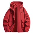 thumbnail image 5 of COSFO Winter Jackets for Men Hooded Red Windbreaker Hiking Loose Fit Waterproof Long Sleeve Full Zip Mens Sport Coat, 5 of 5