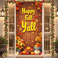 thumbnail image 2 of Seasonal Design Happy Fall Y'all Decorative Pumpkin Flowers Wooden Background for Thanksgiving Celebration Home Decor Autumn Gathering, 2 of 9