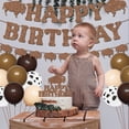 thumbnail image 2 of Brown Bison Theme Birthday Party Decoration，Brown Balloons Garland Arch Kit Happy Birthay and Bison Themed Banner，Cake Topper for Western Farm Animals Theme Birthday Party Supplies., 2 of 7