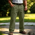 thumbnail image 3 of Cargo Pants for Men Elastic Waist Work Pants with Drawstring Multi Pockets Hiking Lightweight Tactical Trousers Army Green S, 3 of 8