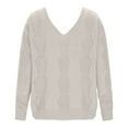 thumbnail image 4 of Sevevn Women's Hollow Pullover V-Neck Solid Color Reversible Long Sleeved Sweater, 4 of 8