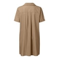 thumbnail image 5 of Summer Dress for Women Collared Short Sleeve Half Button Down Loose Casual Solid Dress with Pockets, 5 of 7