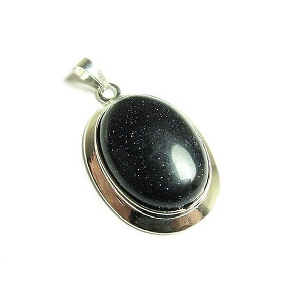 25x30mm Blue Goldstone Oval Pendant With Bail For Jewelry Making