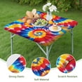thumbnail image 4 of Colorful Tie Dye Multi Spiral Pattern Square Fitted Tablecloth with Elastic Edge,Square Table Cover,Washable Elastic Table Cover for Home Kitchen Party Decor 34"x34", 4 of 6