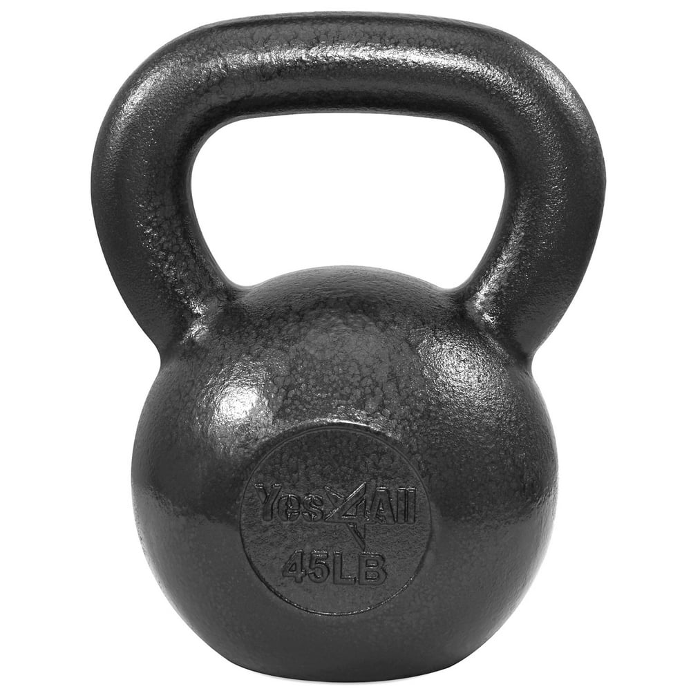 Yes4All Solid Cast Iron Kettlebell 45 lb Kettlebell Weights (Grey)