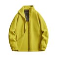 thumbnail image 2 of Wrtxtat Track Jackets for Men Full Zip Mock Neck Wind Resistant Coat with Pockets Autumn Warm Midweight Polar Fleece Solid Color Tops Yellow XXL, 2 of 9