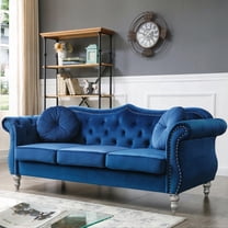 Modern Navy Blue Sofa with Soft Velvet Cover (220×80×75cm for Living Room)