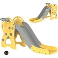thumbnail image 2 of Qaba 3 in 1 Toddler Slide with Basketball Hoop for Kids 1-3 Years, Yellow, 2 of 9