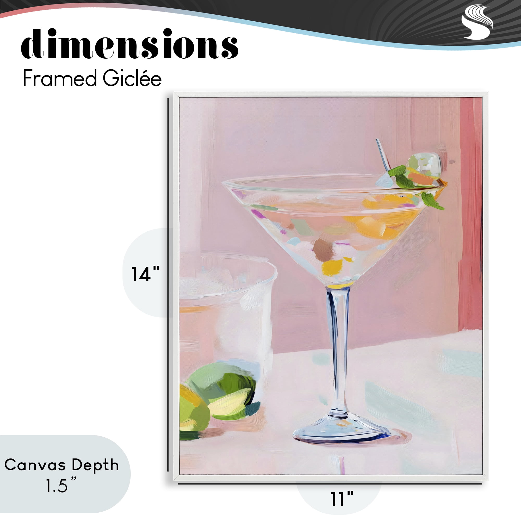Stupell Industries Pink Martini Bar with Lime White Framed Giclee Art, design by The Prints Vibe