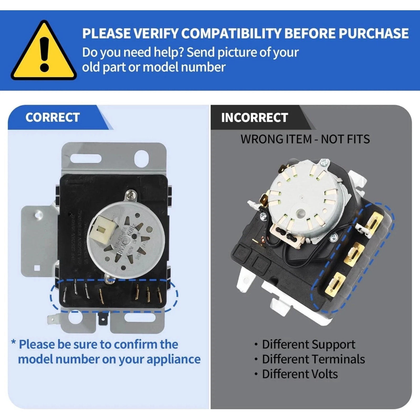 GUYUTING Dryer Timer Replacement Part W10745655 Compatible For Maytag Amana Whirlpool Inglis Admiral Dryer Models
