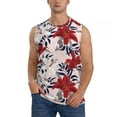 thumbnail image 2 of Fotbe Men's Lilies Flowers Print Men's Sleeveless Muscle Tank Tops Casual T-Shirts for Gym Workout Beach-Small, 2 of 8