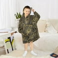 thumbnail image 6 of FORMRS Wearable Blanket Hoodie with Sleeves for Kids Cozy Flannel Sweatshirt, Black Flower Pattern, 6 of 7